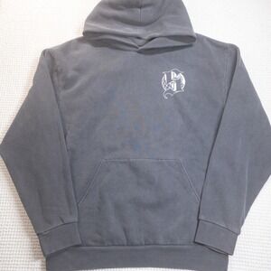 Hidden NY Logo Hoodie Mens Charcoal Black Heavyweight Cotton Sweatshirt‎ Large